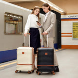 Joyway Carry On Luggage 20 Inch Expandable Suitcase with Spinner Wheel, 4 Piece Hard Shell Luggage Set with TSA Lock(Black brown)