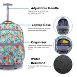 J World Sundance Laptop Rolling Backpack for Girls Boys. Roller Bookbag with Wheels, Flora