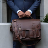 Leather Messenger Bag For Men - leather laptop bag briefcase for women - Mens Satchel Bag, 18 Inch Brown Genuine Buffalo Leather Computer Bag For Work