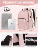 MATEIN Pink Laptop Backpack, 17 Inch TSA Approved Travel Carry On Backpack for Women, Large Work Compuer Bag with Charging Hole & Luggage Strap, Water Resistant Anti Theft College Nurse Bag