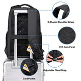 FENRUIEN Expandable Travel Backpack 15.6 Inch, Water Resistant Backpack with USB Charging Port, Black Laptop Bag for Work/Commuter/College