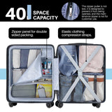 AnyZip Carry On Luggage 21" Hardside PC ABS Lightweight USB Suitcase with Wheels TSA Lock for kids Light Blue