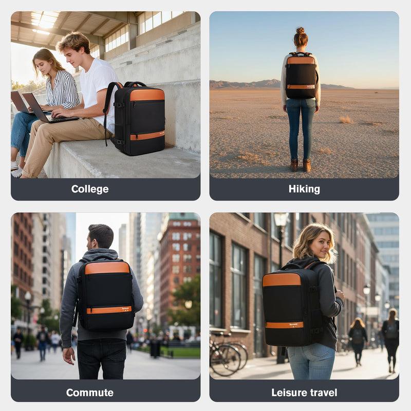 Bymontin Smart Suitcase-style Laptop Backpack, 25L / 35L Practical Travel Bag for Work, Leisure & Flight, Luggage-Style Commuter Pack (Black, 25L)