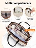 MATEIN Laptop Tote Bag with Insulated Lunch Compartment for Women, PU Leather 2 in 1 Work Briefcase with Clutch Fits 15.6 Inch Laptop, Convertible Professional Shoulder Bag for Office Business, 2 Sets