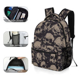 UEQIKI Retro Skull Lightweight Travel Backpack With Zipped Front Pocket Printed Laptop Bag Fashion Casual Daypack For Work, Hiking, Camping Unisex
