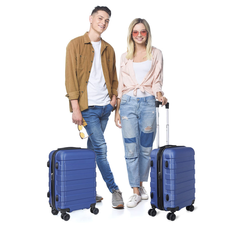 SUPER DEAL Spinner Luggage 21 Inch Hardside Expandable Suitcase Travel Carry On Luggage with 360° Swivel Wheels and Height Adjustable Handle, Blue