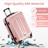 Karl home Luggage Sets 3 Piece, ABS Hardside Suitcase Set with Double Spinner Wheels & TSA Lock for Travel Business, 3-Piece Set (20/24/28), Light Pink