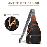 SYTRAH Anti Theft Crossbody Bags for Women, RFID Sling Bag Travel Purse, RFID Cross Body Purses Chest Bag for Travel Black Brown