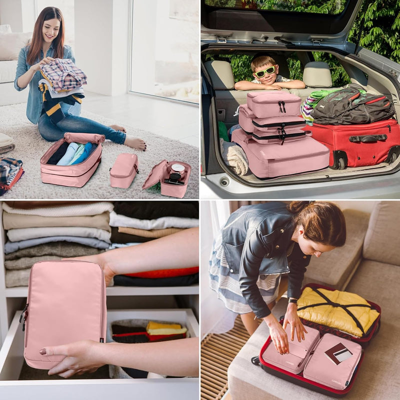 Velaybor 8 Set Compression Packing Cubes for Travel, Waterproof Luggage Organizers, Suitcase Organizer Set for Carry-On & Checked Baggage, Travel Accessories for Men & Women
