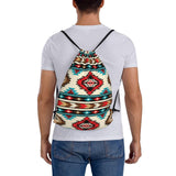 QISENTIS Tribal Aztec Geometric Pattern Drawstring Backpack Bag Native American Ethnic Southwest Stripe Red Sport Gym Sack Navajo Print String Bags Yoga Shopping Travel Casual Daypacks for Women Men