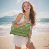 Lushandy PVC Tote Bag for Women, Large Plastic Tote Purse Work Kraft Paper Letter Print Shoulder Bag Carry All Hobo Handbag