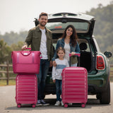 LARVENDER 5 Piece Hardside Expandable Luggage Sets with Wheels Lock, Lightweight PC+ABS Rolling Hardside Suitcase for Women and Men,Glossy Very Berry