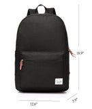 VASCHY School backpack, Lightweight Casual Classic Water-resistant School Rucksack Travel Backpack 15 inch Laptop Black
