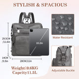 VASCHY Backpack Purse for Women,Fashion Convertible Vegan Leather Shoulder Bags Handbags for Work/Travel/Ladies/College Gray
