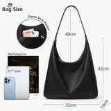 KALIDI Casual Tote Bag Vegan Leather Hobo Zipper Work Bag Weekender Shoulder for Women Shoulder Travel Purse
