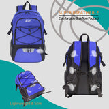 WOLT | Basketball Backpack Large Sports Bag with Separate Ball Holder & Shoes Compartment, Best for Basketball, Soccer, Volleyball, Swim, Gym, Travel(Blue)