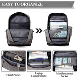 VASCHY Laptop Backpack, Water Resistant Multifunctional Business College Bookbag Computer Travel Backpack for Men Women Fits 15.6in Laptop,Gray