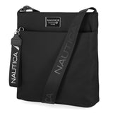 Nautica Women's Diver Nylon Small Women's Crossbody Bag Purse with Adjustable Shoulder Strap in Black Enamel