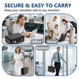 EDMUED Fireproof Document Box with Combination Lock - Fire & Water Resistant Hard Case Safe Box for Important Documents, Certificates, Laptops, Passports (Matte Black)