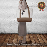 TOPDesign 1-Pack Canvas Tote Bag with an External Pocket, Reusable Grocery Shopping Bag, Top Zipper Closure, Daily Essentials (Brown/Natural)