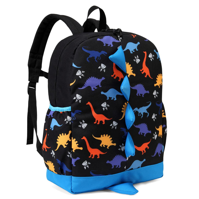 VASCHY Dinosaur Toddler Backpacks, Cute Water Resistant Little Boys Backpack Chest Strap for Kindergarten,Rucksack Schoolbag Bookbag for Kids Black