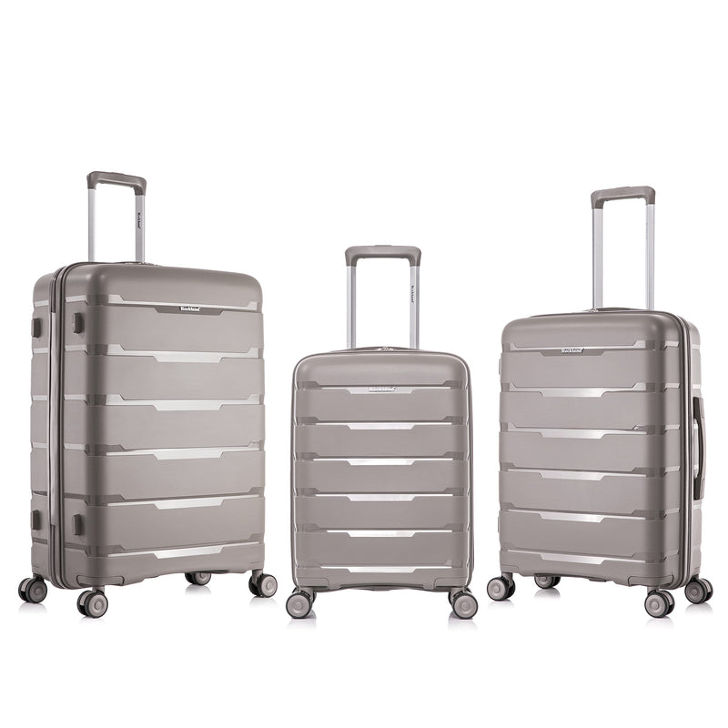 Rockland Pasadena Hardside Luggage with Spinner Wheels, Silver, 19", 23", 27"