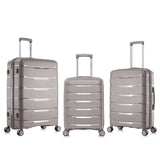 Rockland Pasadena Hardside Luggage with Spinner Wheels, Silver, 19