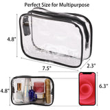 Tbestmax 10 Pcs Clear Cosmetic Bags Small Makeup Bags Portable Waterproof Travel Toiletry Bags Organizer Black, 7.5"x 4.8"x 2.3"
