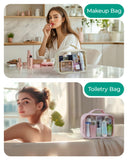 BAGSMART Clear TSA-Approved Toiletry Bag, Large Opening Quart Sized Makeup Bag with Handle, Double Zipper, Clear Cosmetic Organizer for Women