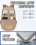 LIGHT FLIGHT Travel Laptop Backpack Women, 15.6 Inch Laptop Backpack with USB Charging Hole, Water Resistant College Bookbag, Black Computer Backpacks for Work, Champagne
