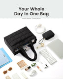 LOVEVOOK Tote Bag for Women, Puffer Work Handbag 15.6 Inch Laptop Purse for Nurse Teacher, Large Quilted Travel Tote Shoulder Bag with Zipper for College Office Clinical Gym, Black