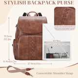 VASCHY Backpack Purse for Women, Fashion Cute Vegan Leather Flap Backpack Convertible Handbag for Ladies with Guitar Strap Brown