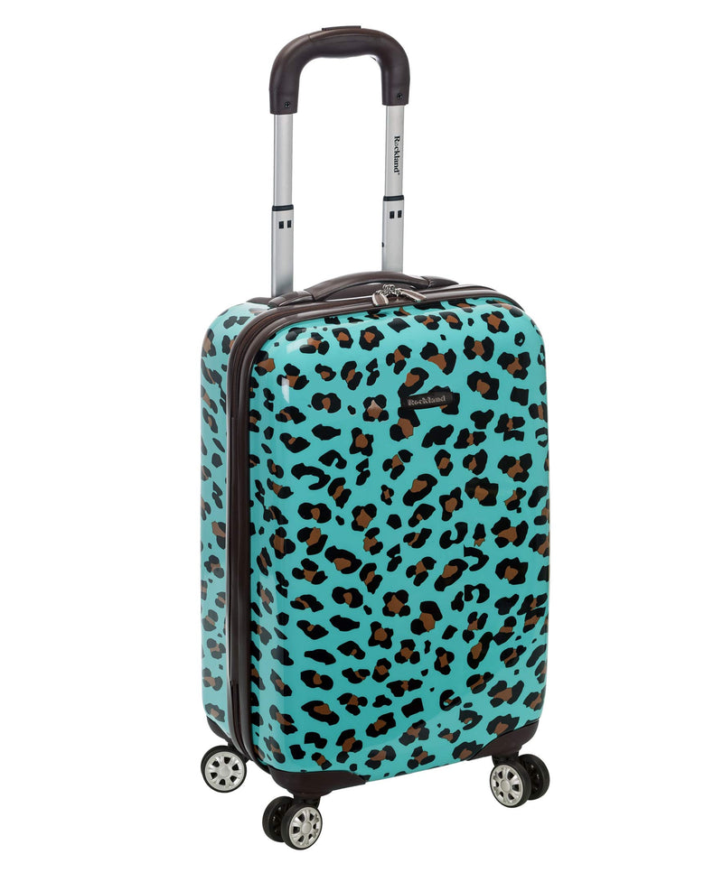 Rockland Safari Hardside Spinner Wheel Luggage, Blue Leopard, Carry-On 20-Inch