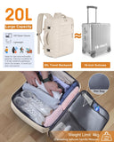 Capolo Travel Backpack for Women Men Waterproof Laptop Backpack Airlines Approved Carry On Backpack Bag Computer Bookbag for Business, Work, Traveling Fits 15.6 Inch Laptop(Beige)