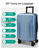 BAGSMART Expandable Carry On Luggage 22x14x9 Airline Approved, 1OO% PC Lightweight Hard Shell Suitcase, 20 Inch Travel Luggage with Spinner Wheels, Waterproof Rolling Suitcase,Blue