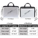 Masa Kawa Black Leather Briefcase for Men 17 Inch Laptop Computer Case Business Travel Work Messenger Cross Body Shoulder Bag