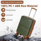 Romswi 22x14x9 Airline Approved 21in Carry On Luggage,Expandable Carry On Hardshell Suitcase for 20% More Space, Lightweight Hardside CarryOn withYKK Zipper,Scratch-Resistant Olive Green