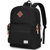 RAVUO Black School Backpack for Men Women | Classic College Bookbag for 15.6inch Laptop, Water Resistant Casual Daypack Schoolbag for Travel, Work