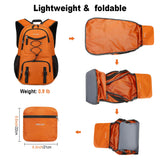 Nerlion Lightweight Foldable 35L Hiking Backpack Travel Backpack for Men Women Camping Waterproof Outdoor Hiking Daypack Backpack Orange