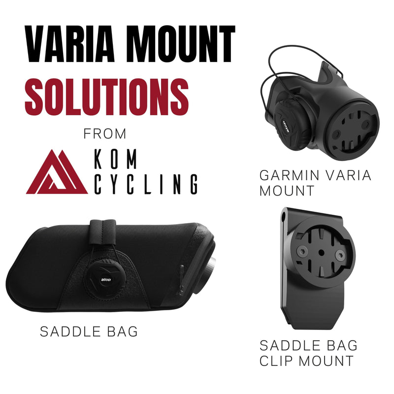 KOM Cycling Saddle Bag Small - Bike Saddle Bag for Multi-Tool, Tube, Tire Levers, Securely Under Bike Seat for Cycling Radars with built in Radar Mount, Pocket for Apple AirTag .4 Liter Capacity