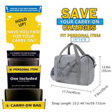 lifwimner For Spirit Airlines Personal Item Bag 18x14x8 in Underseat Carry-on Luggage foldable Travel Duffle Bag for Airplanes(30L, Dark Grey)