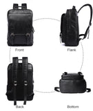 MOYYI Leather Backpack fits 15.6 Inch Laptop Vintage Backpack Waterproof Flap Bookbag for Men Leather Travel Backpack for Men Casual Knapsack Black
