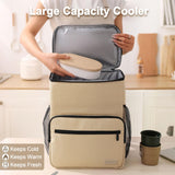 MIRASON Cooler Backpack Insulated Leak Proof Beach Backpack Cooler Bag, Cooling Beer Lunch Backpack Cooler for Men Women Picnic Hiking Camping Travel with 4 Pockets, Khaki