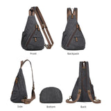 KL928 Canvas Sling Bag - Small Crossbody Backpack Shoulder Casual Daypack Rucksack for Men Women(Large Version,Black)