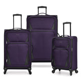U.S. Traveler Aviron Bay Expandable Softside Luggage with Spinner Wheels, Purple, 3-Piece Set