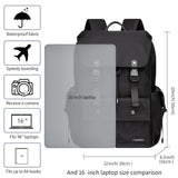 Colins Keirs Black Backpack for Men, 16 Inch Laptop Backpack with Computer Compartment, Drawstring Slim Waterproof Tech Backpack for Travel, Work, College or Daily Use