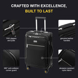 LEVEL8 Carry On Luggage with Compartment, 20 Inch Softside Expandable Travel Suitcase with Spinner Wheels, Top Opening Luggage, Men and Women, Black