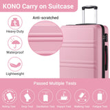 Kono 20" Carry on Luggage with Spinner Wheel TSA Lock, Lightweight PC+ABS Hardside Luggage Durable Small Carry on Suitcase Pink