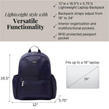 Baggallini Essential Laptop Backpack - 16x12 Inch Travel Backpack with 16" Laptop Sleeve - Lightweight Luggage Backpack