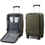 LOVEVOOK Carry On Luggage 22x14x9 Airline Approved, Expandable Hard Shell Suitcase with Spinner Wheels, USB Charging Port & Front Pocket, PC Hardside Rolling Luggage with TSA Lock for Travel